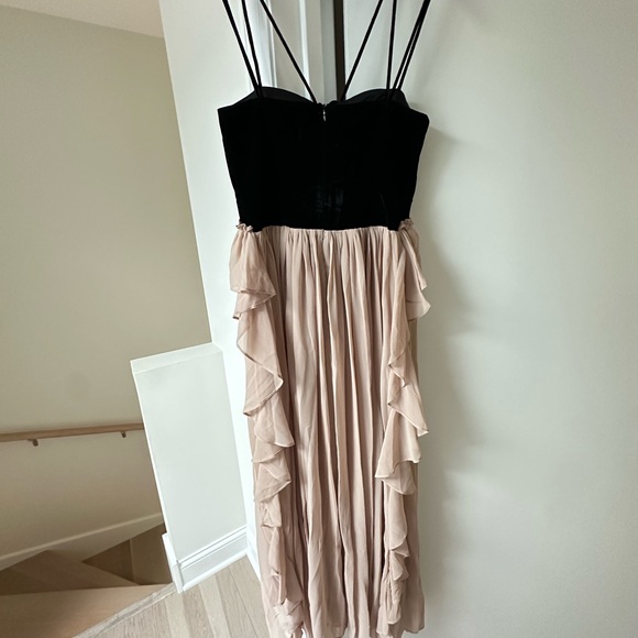Spaghetti Strap Two Tone Cutout Maxi A-Line dress - Picture 6 of 10